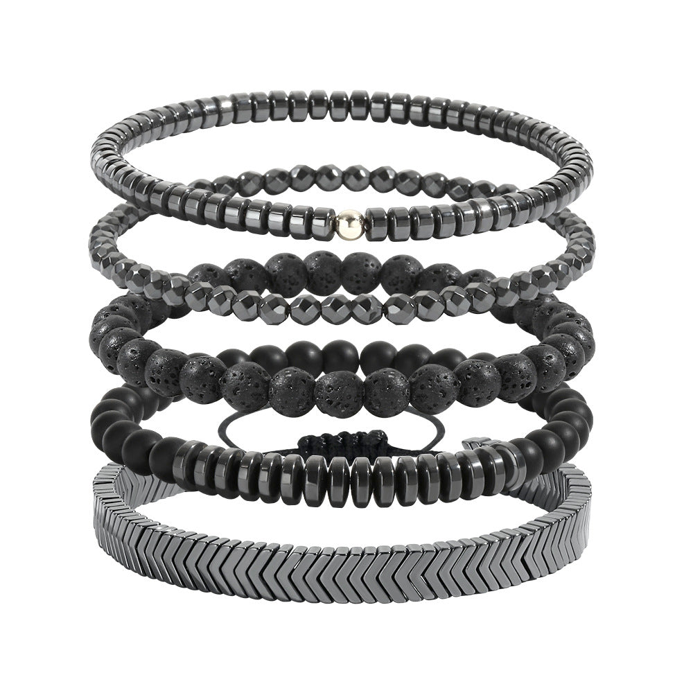 Wholesale New Men's Beaded Cross Bracelet Set