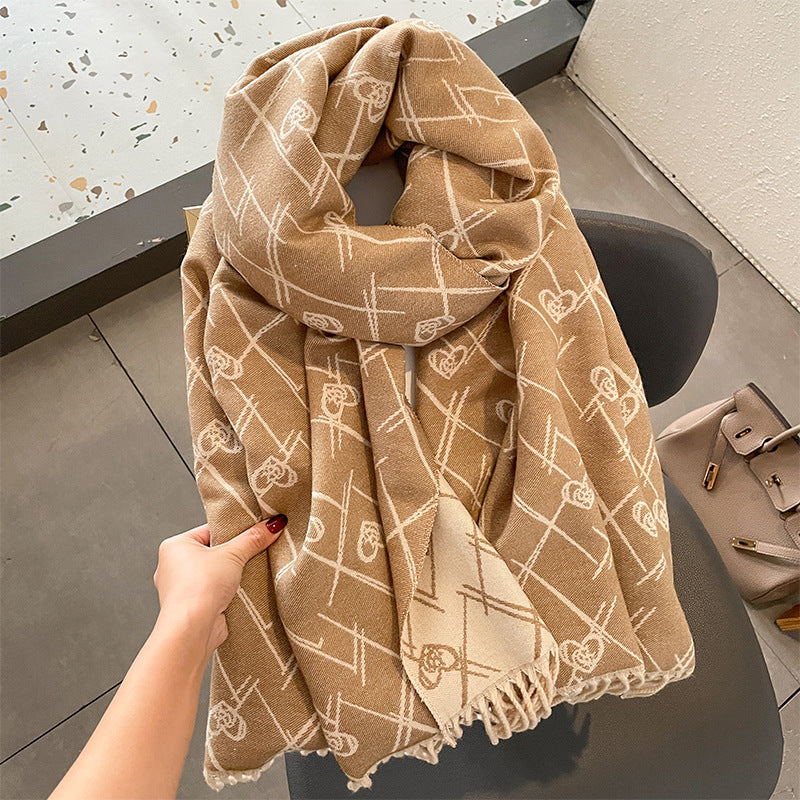 Wholesale Autumn and Winter Love Tassels Imitation Cashmere Scarf