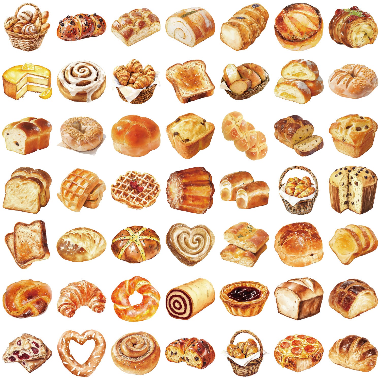 Wholesale 50pcs stickers of baking cake and bread series