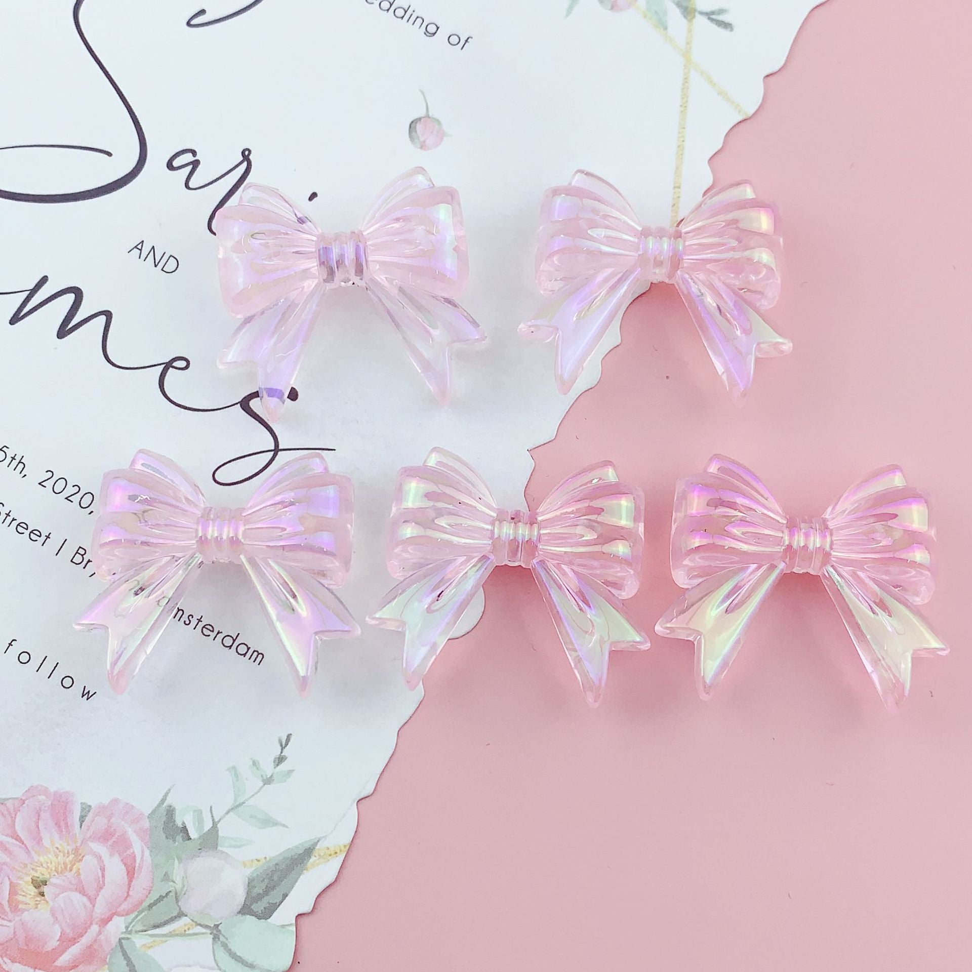 Wholesale 10pcs Colored jelly colored butterfly bow acrylic beads