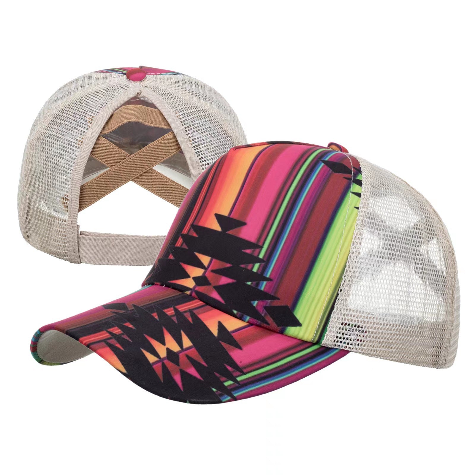 Wholesale Printed,  Open-Back,  Colorful Graffiti Baseball Cap — Sun Protection ( Cotton)