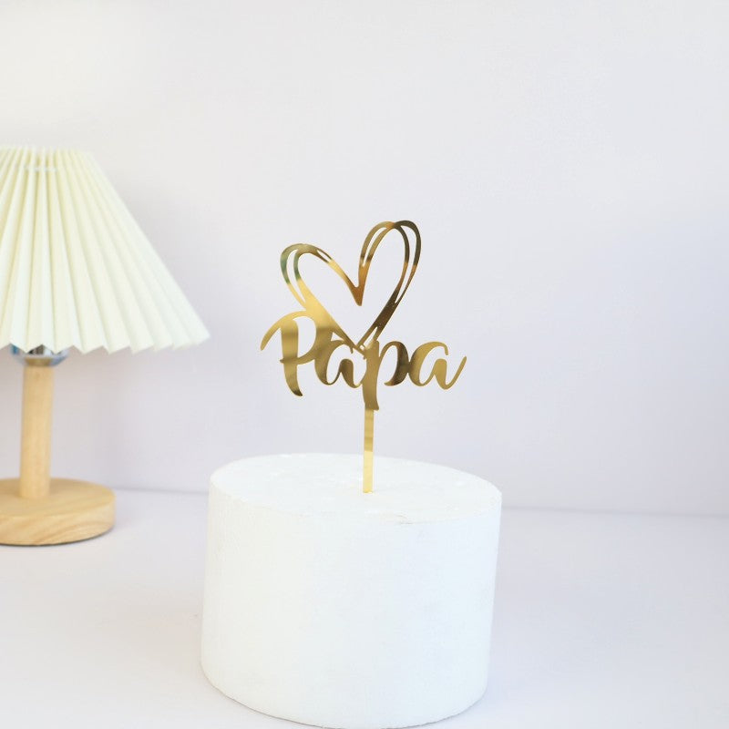 Wholesale 10PCS/PACK Father's Day Happy Acrylic Cake Card Decoration