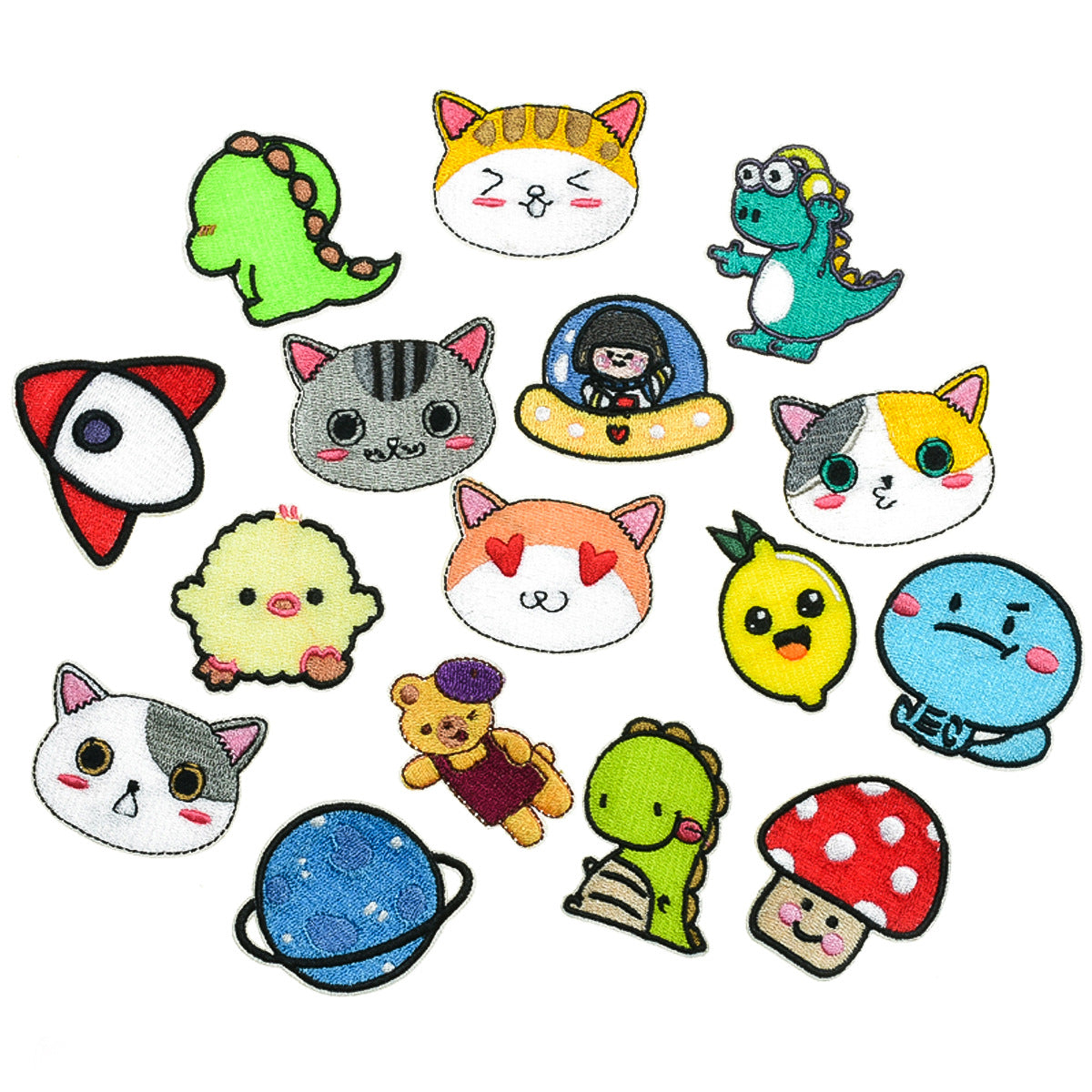 Wholesale Cute Dinosaur And Kitten Embroidered Patches For Clothing Bags DIY Craft Supply Gift
