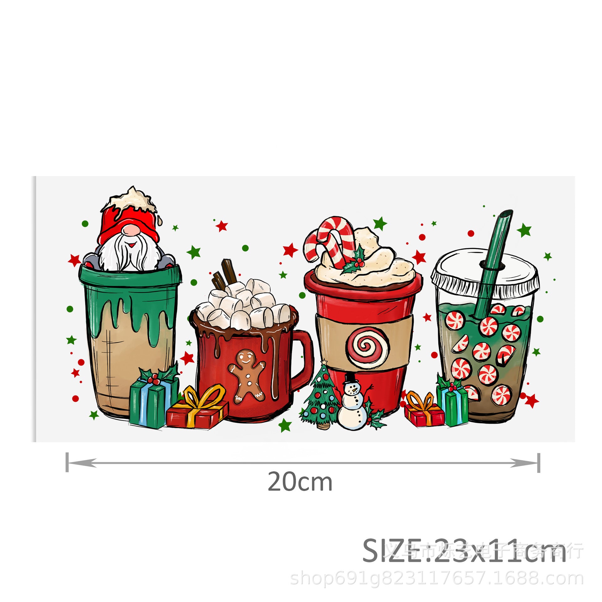 Wholesale Christmas series of ice cream cartoons   16oz Cup UV DTF Wraps