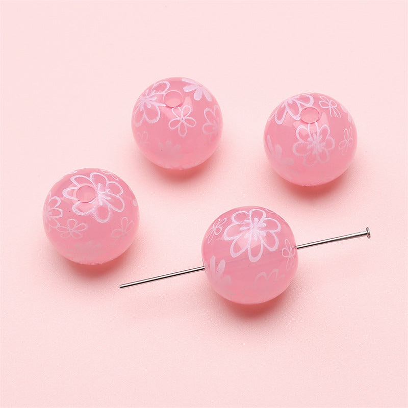 Wholesale  Printed Beads Cartoon Beaded Handmade DIY  Acrylic Beads