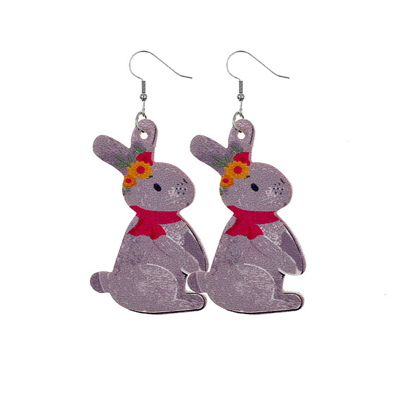 Wholesale Easter Bunny Egg Leather Earrings
