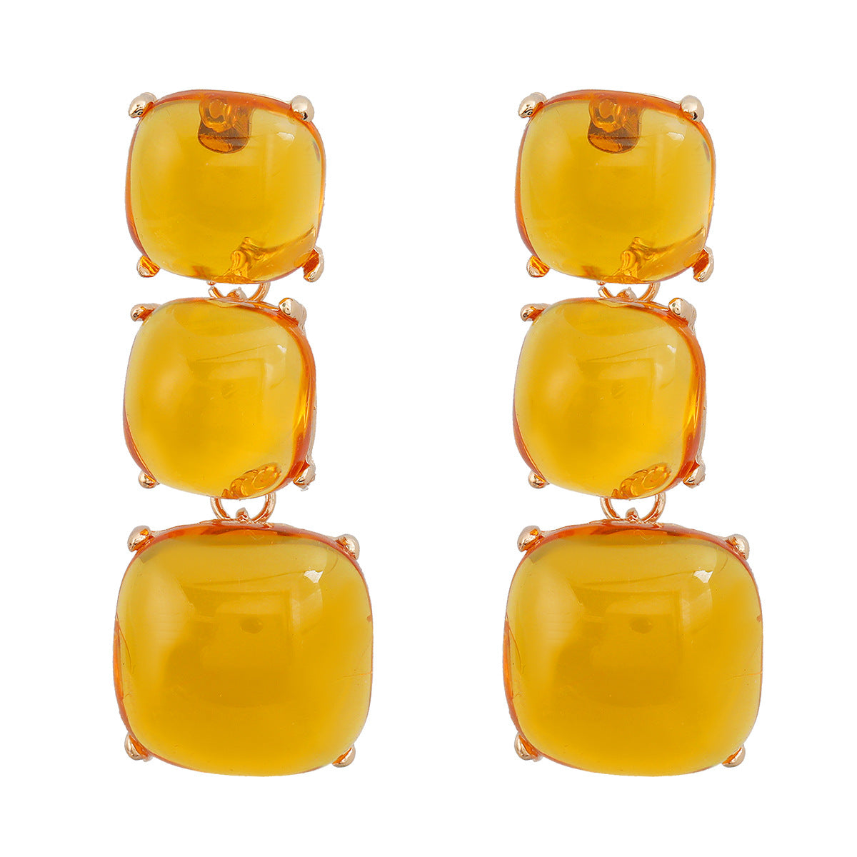 Wholesale Geometric Multi-layered Square Alloy Resin Earrings