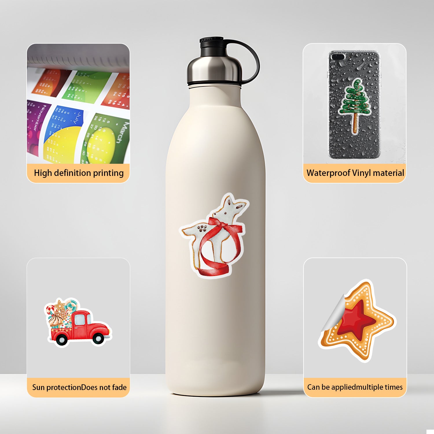 Wholesale 50pcs Christmas Food Series Graffiti Stickers Water Cup  Stickers