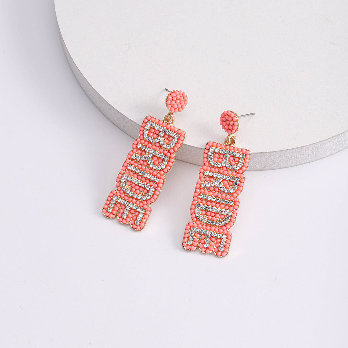 Wholesale BRIDE Alloy Rice Bead Diamond Earrings