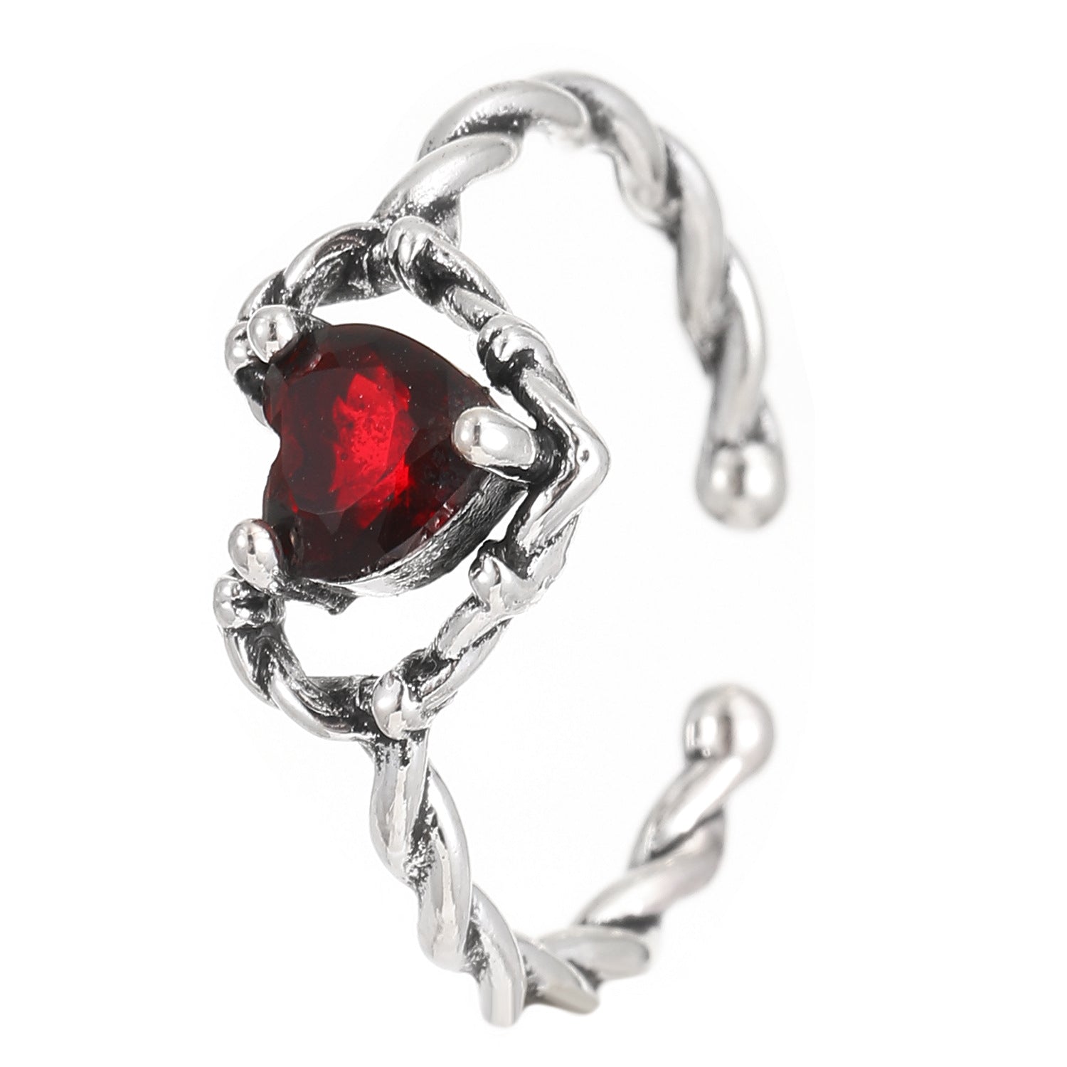 Wholesale Punk dark personality red diamond open stacking ring for men