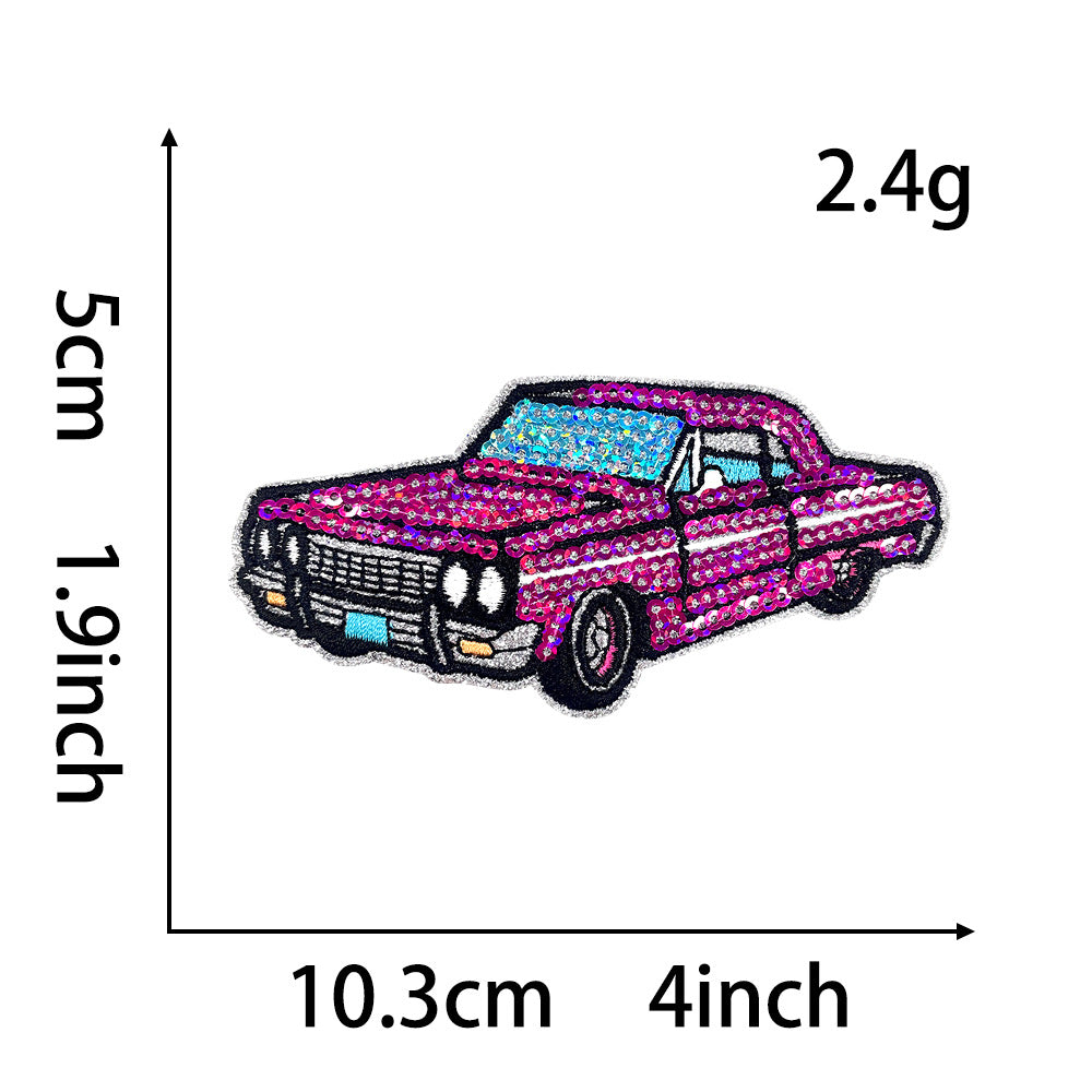 Wholesale Trendy Hawaiian Surf Truck Multicolor Sequin Embroidered Patch Iron On Back DIY Resale Accessory