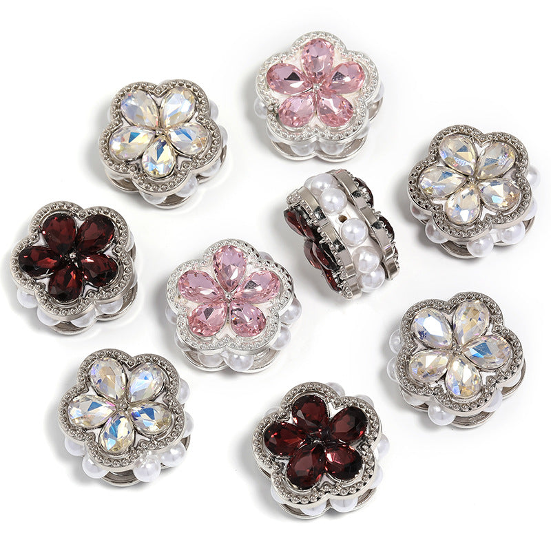 Wholesale 10pcs Heavy Camellia Diamond Ball Four-leaf Clover Rhinestone Beads