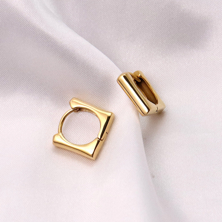 Wholesale Stainless Steel 18K Gold Simple Geometric Earrings Women's Small Mini Earrings