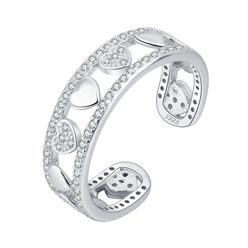 Wholesale Crystal Diamond Love Sterling Silver Ring