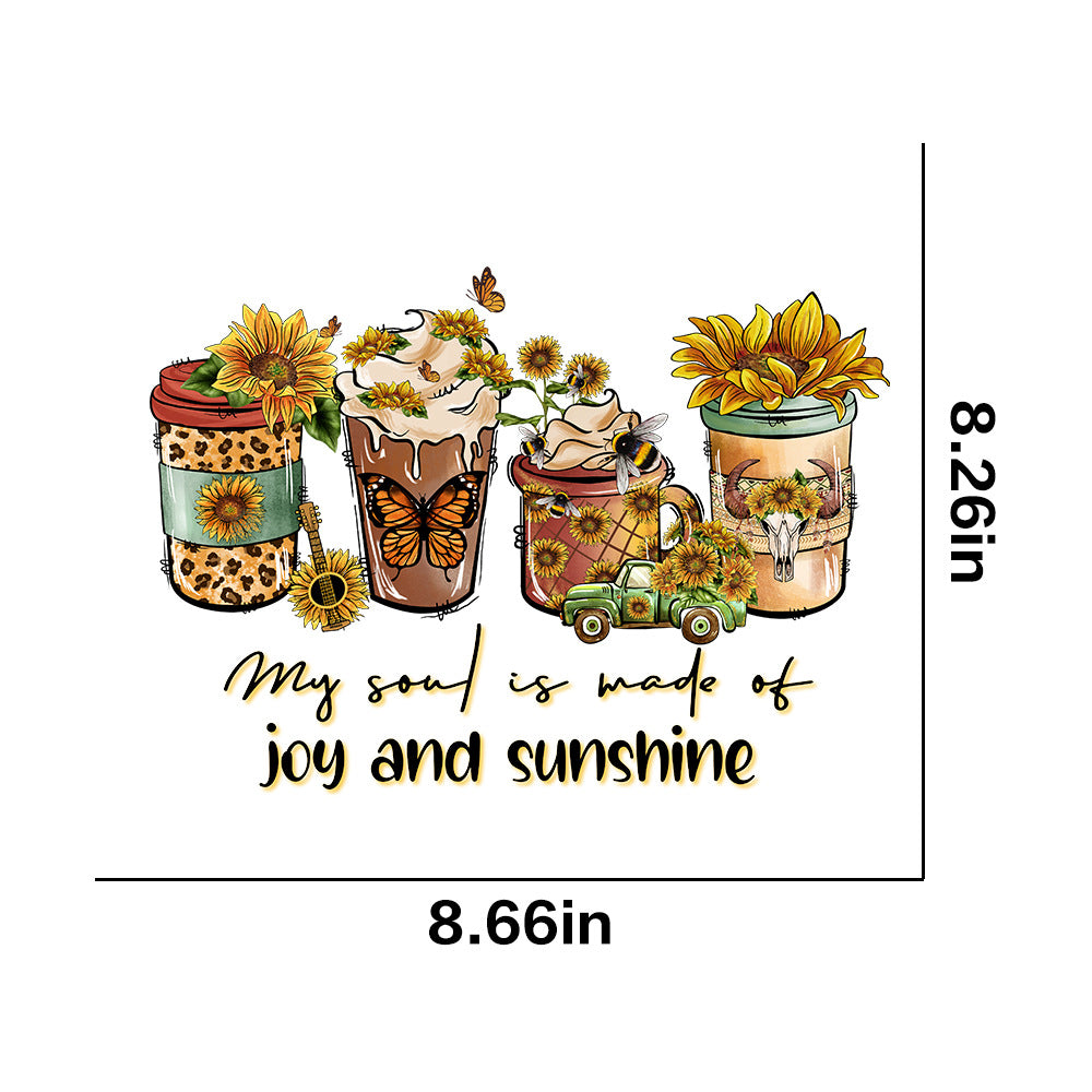 Wholesale 10pcs Butterfly and sunflower print UV DTF Ready to Press Transfers Wraps