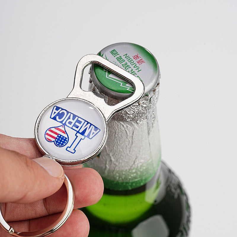 Wholesale American Flag Time Gem Father's Day Gift Wine Opener Metal Keychains