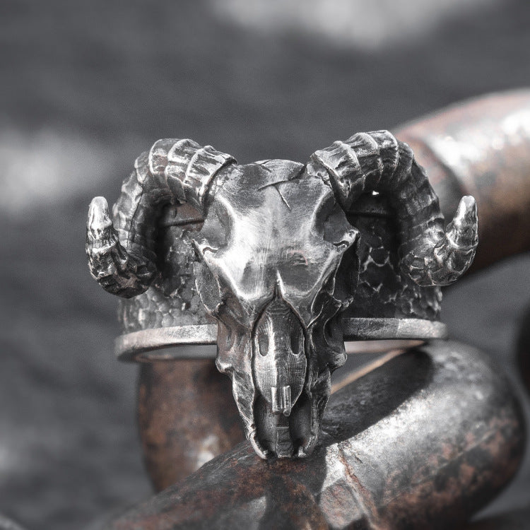 Wholesale Ram Horn Skull Metal Ring