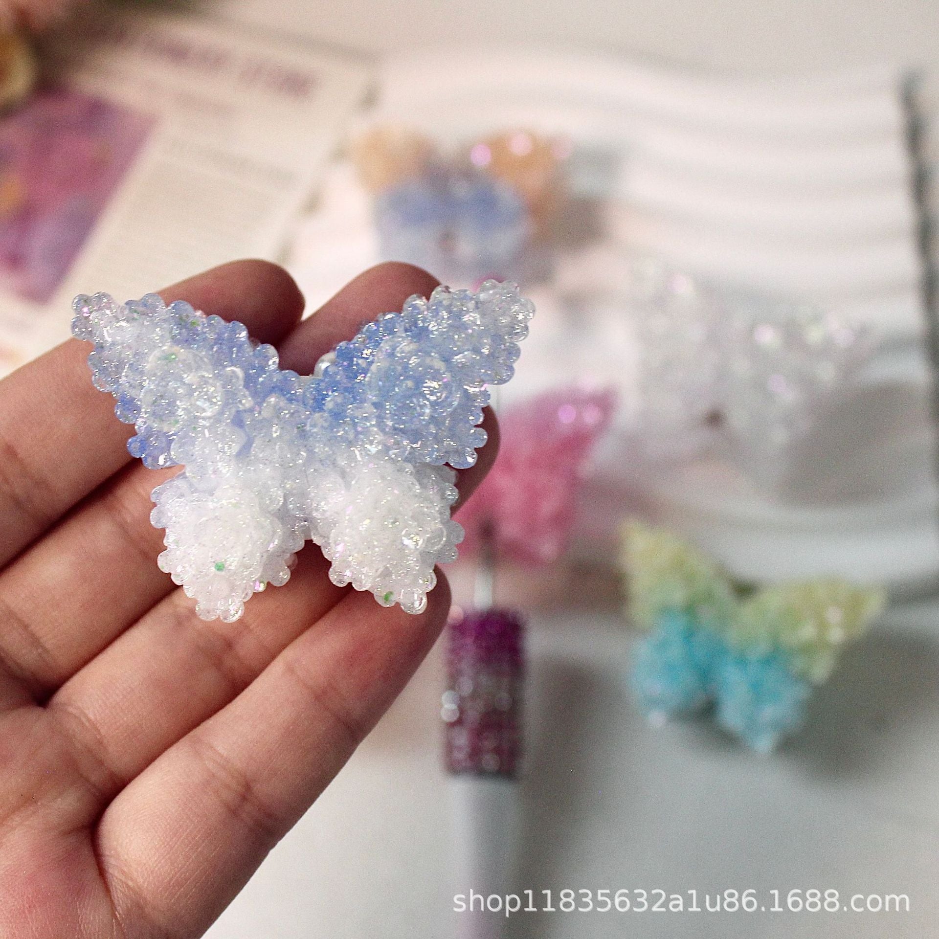 Wholesale 10pcs colored butterfly sugar beads