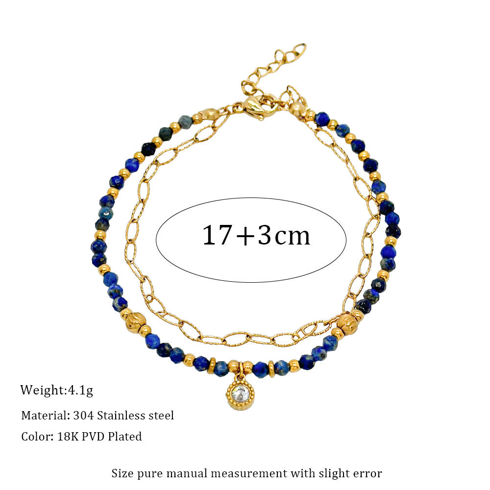 Wholesale Lapis Lazuleus Bracelet Design  Titanium Steel Bracelets Gold Plated Hand Jewelry