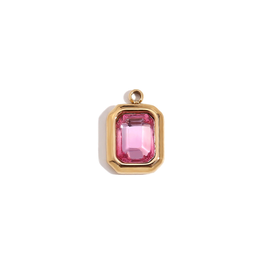 Wholesale Gold heart-shaped geometric pendant with tiny colored diamonds