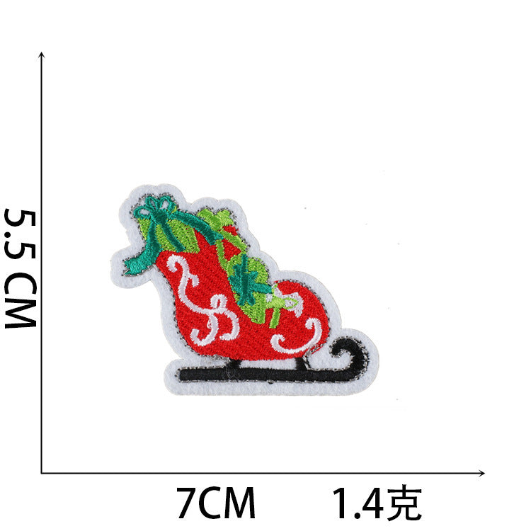 Wholesale Stylish Christmas Embroidered Patch Set Santa Snow Globe Polyester Iron On Appliques For Casual Clothing Boutique
