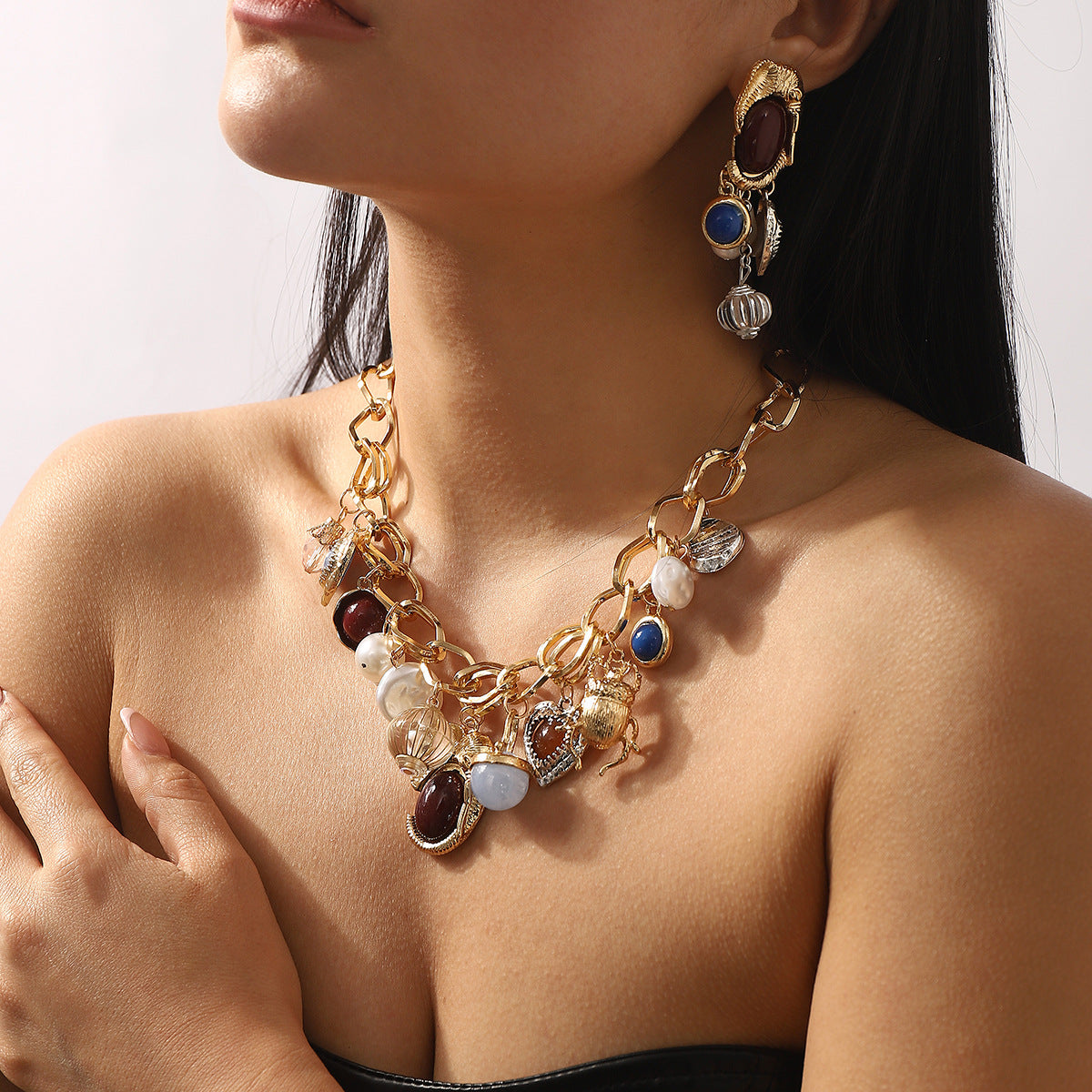 Wholesale E13226  ZA Creative Acrylic Alloy Resin Pendant Necklace