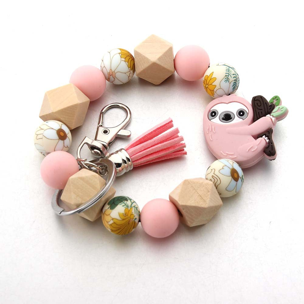 Wholesale Cartoon Sloth Silicone Beads Animal Keychain