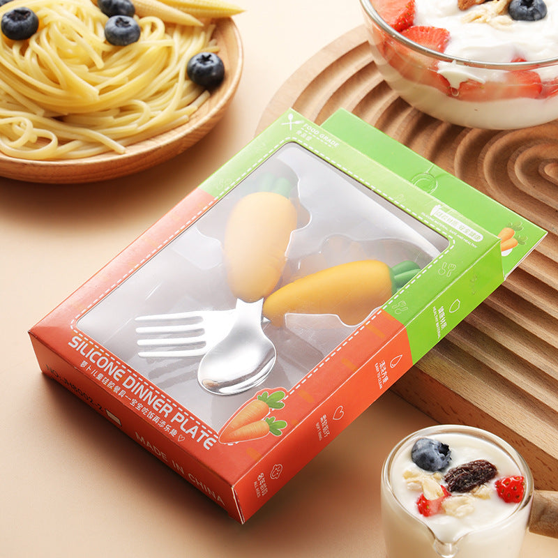 Wholesale Cartoon Silicone Baby Spoon for Learning To Eat and Training with Short Handle