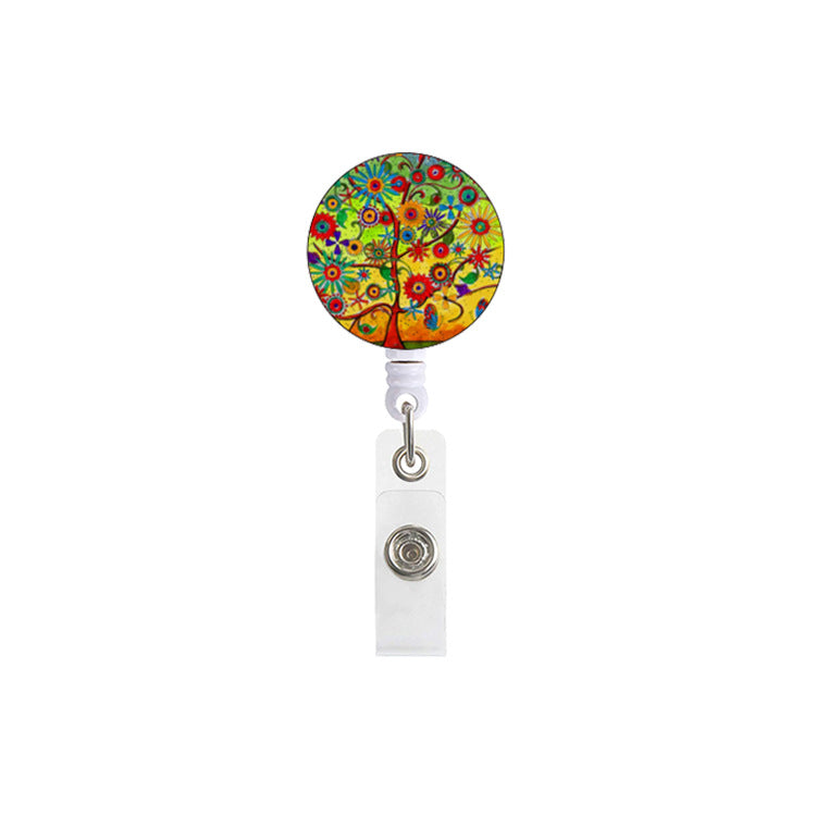 Wholesale Badge Reels ABS Tree of Life Retractable Keychain
