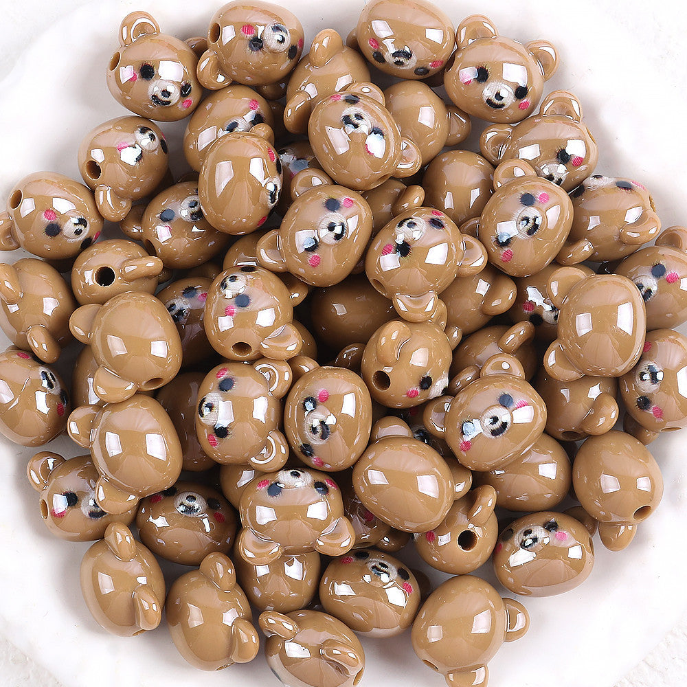 Wholesale 5pcs Handmade DIY Acrylic Beads Cute Bear Apple Five-Pointed Star