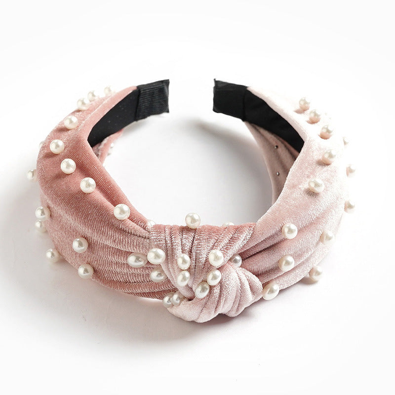 Wholesale Velvet Pearl Knotted Headband
