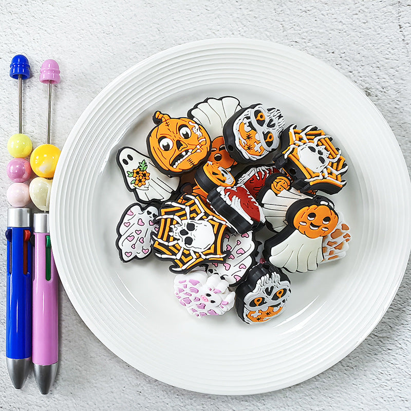 Wholesale 100pcs Creative DIY Halloween Skull Soft Beads