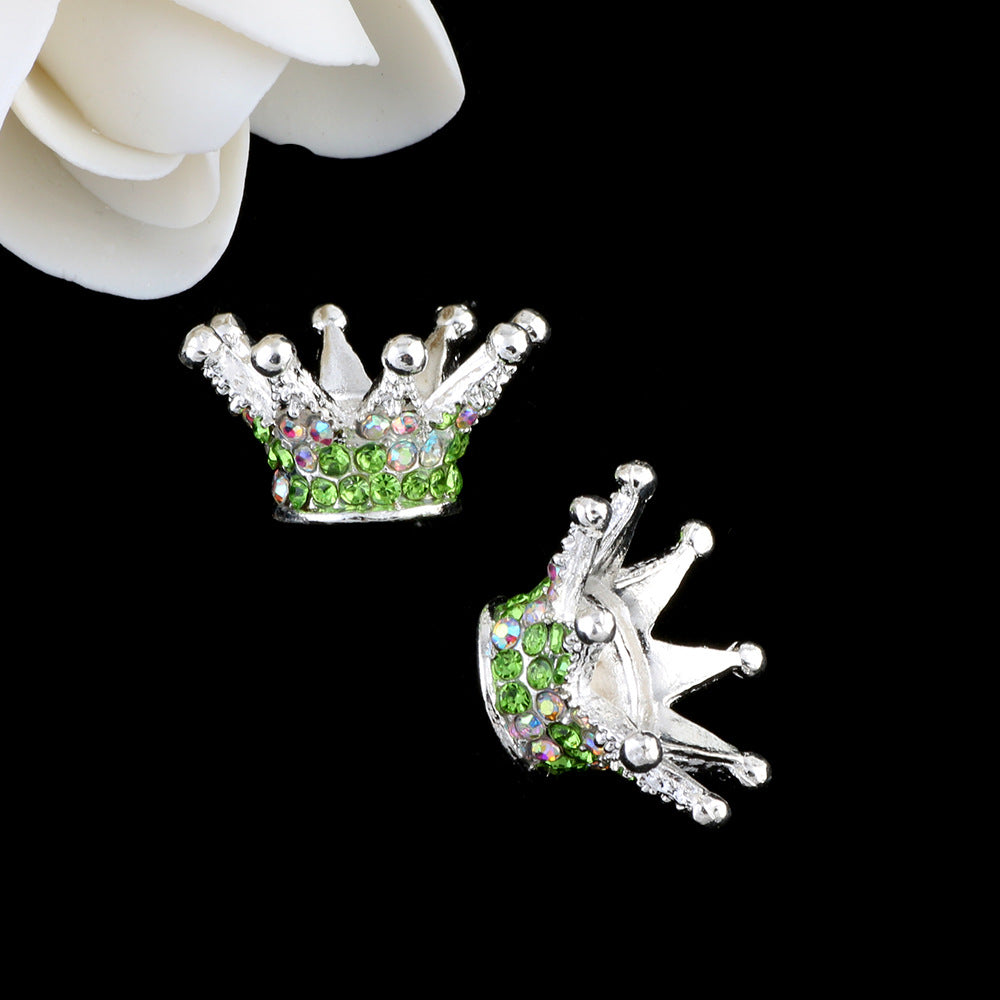 Wholesale 5pcs Colorful crown torus DIY spacer beads alloy full diamond