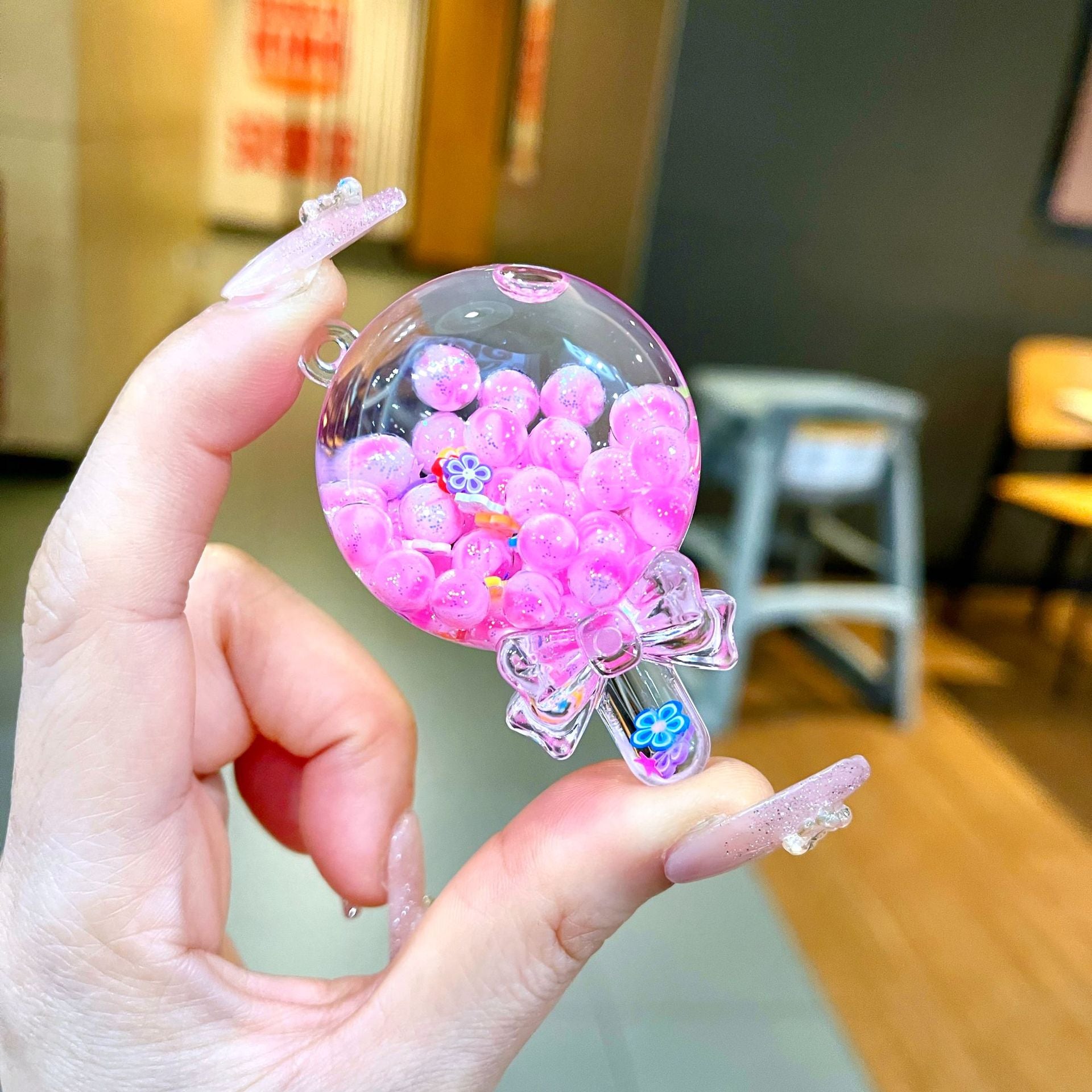 Wholesale Acrylic Cheese Stick Lava Bottle Keychain