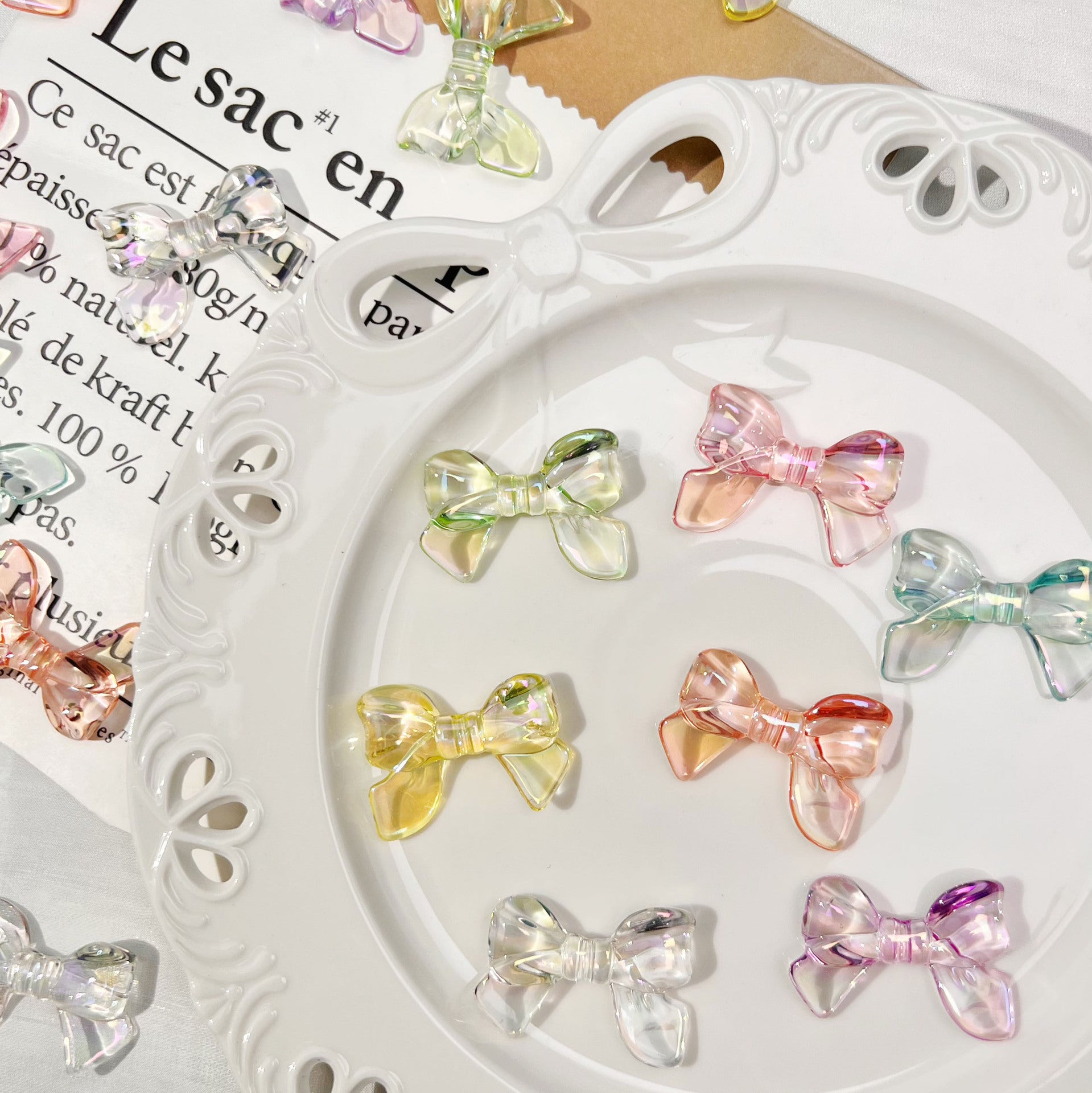 Wholesale 10pcs Bow Plastic Beads Hair Accessories Mobile Phone Beads