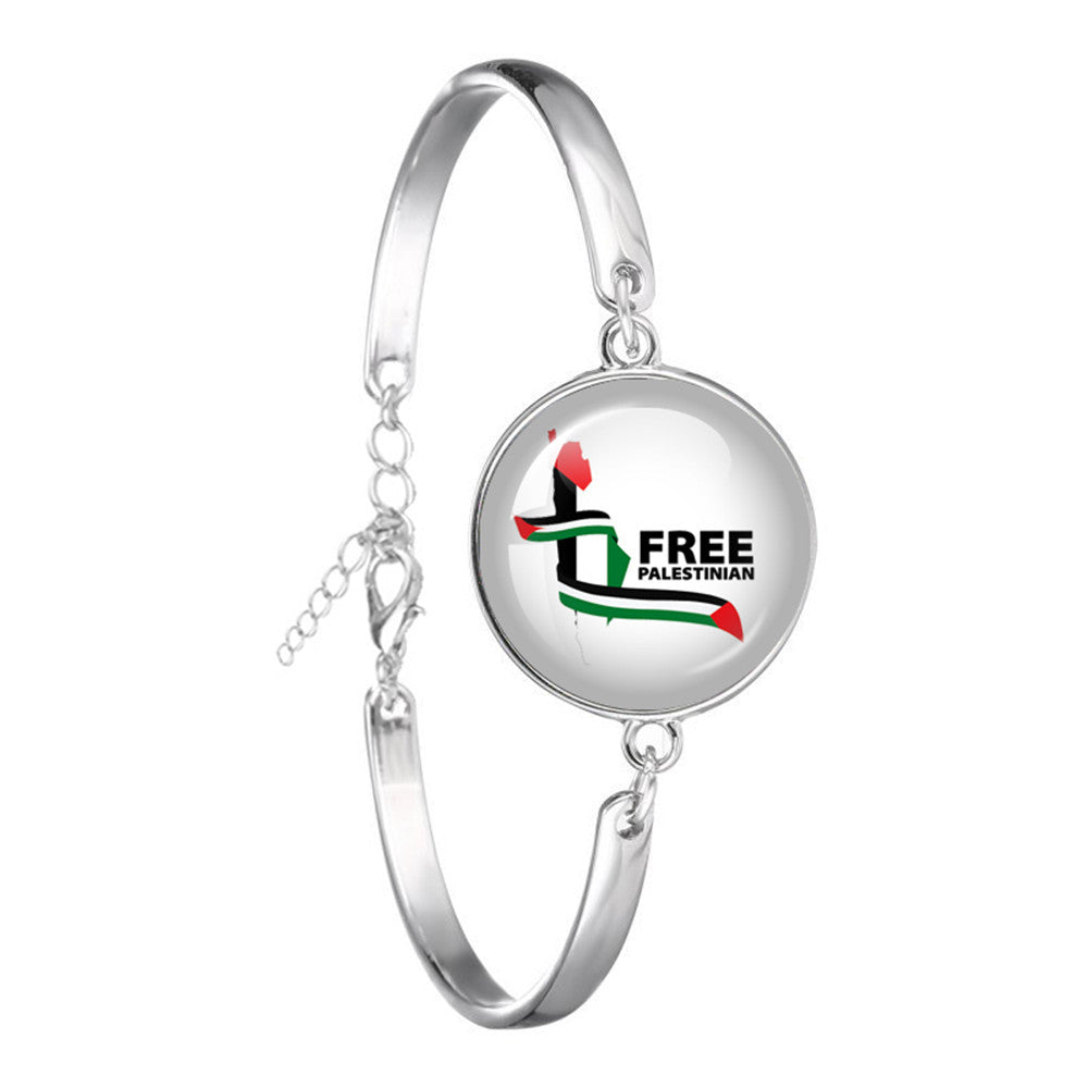 Wholesale Creative Flag Badge Pattern Time Gemstone Bracelet