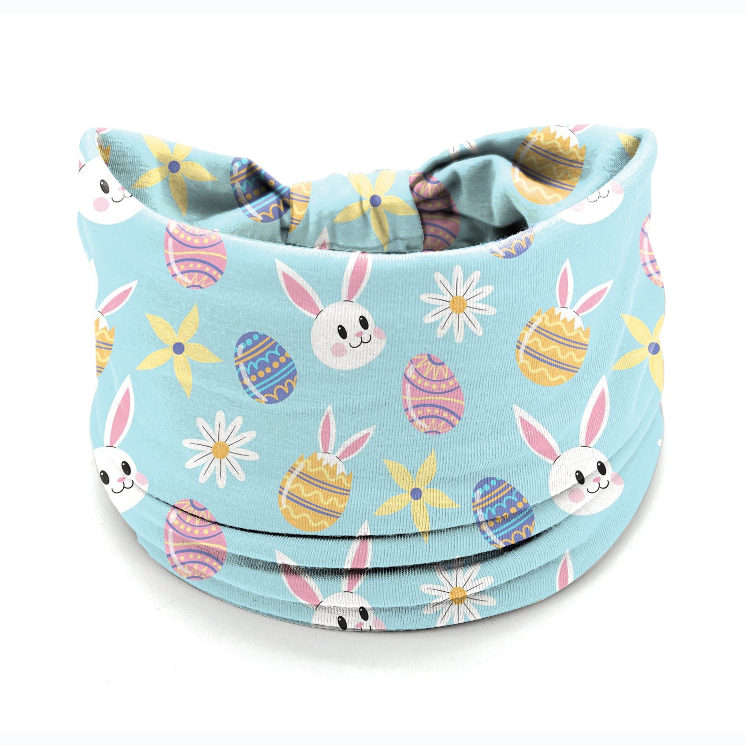 Wholesale Easter egg bunny print elastic wide edge knotted headband