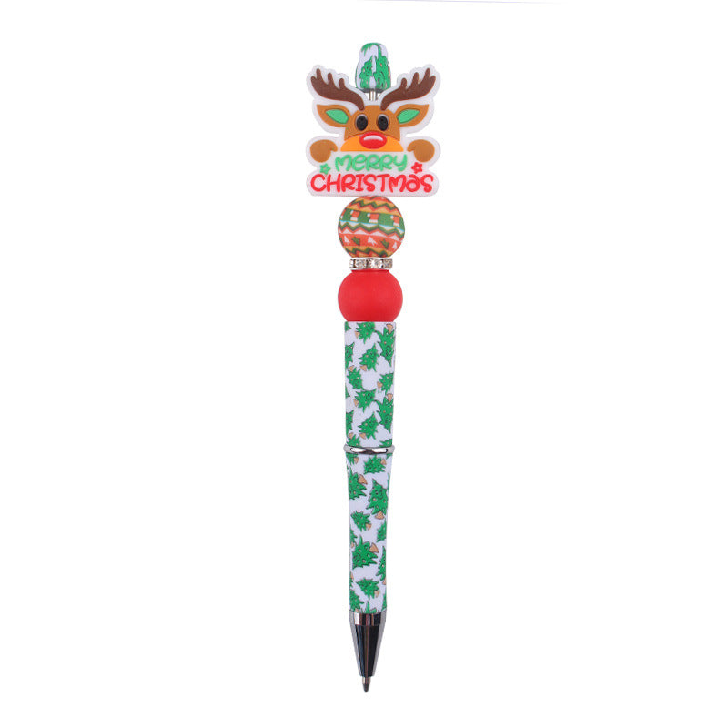 Wholesale Beaded Pens Christmas Series Silicone Beads Plastic Ballpoint Pen