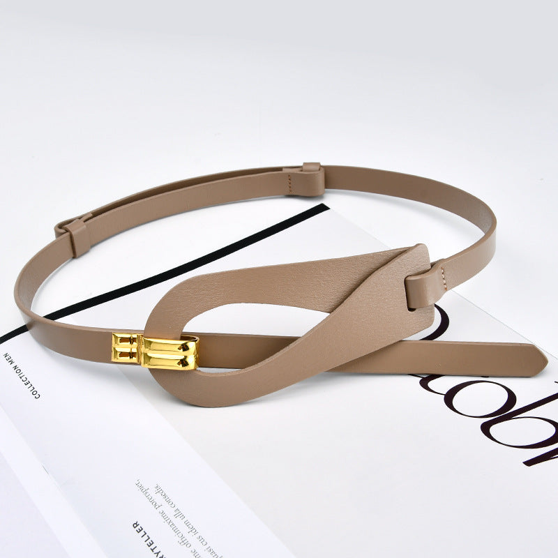 Wholesale Two-layer Cowhide Belt with No Holes for Adjustment and Outer Decoration