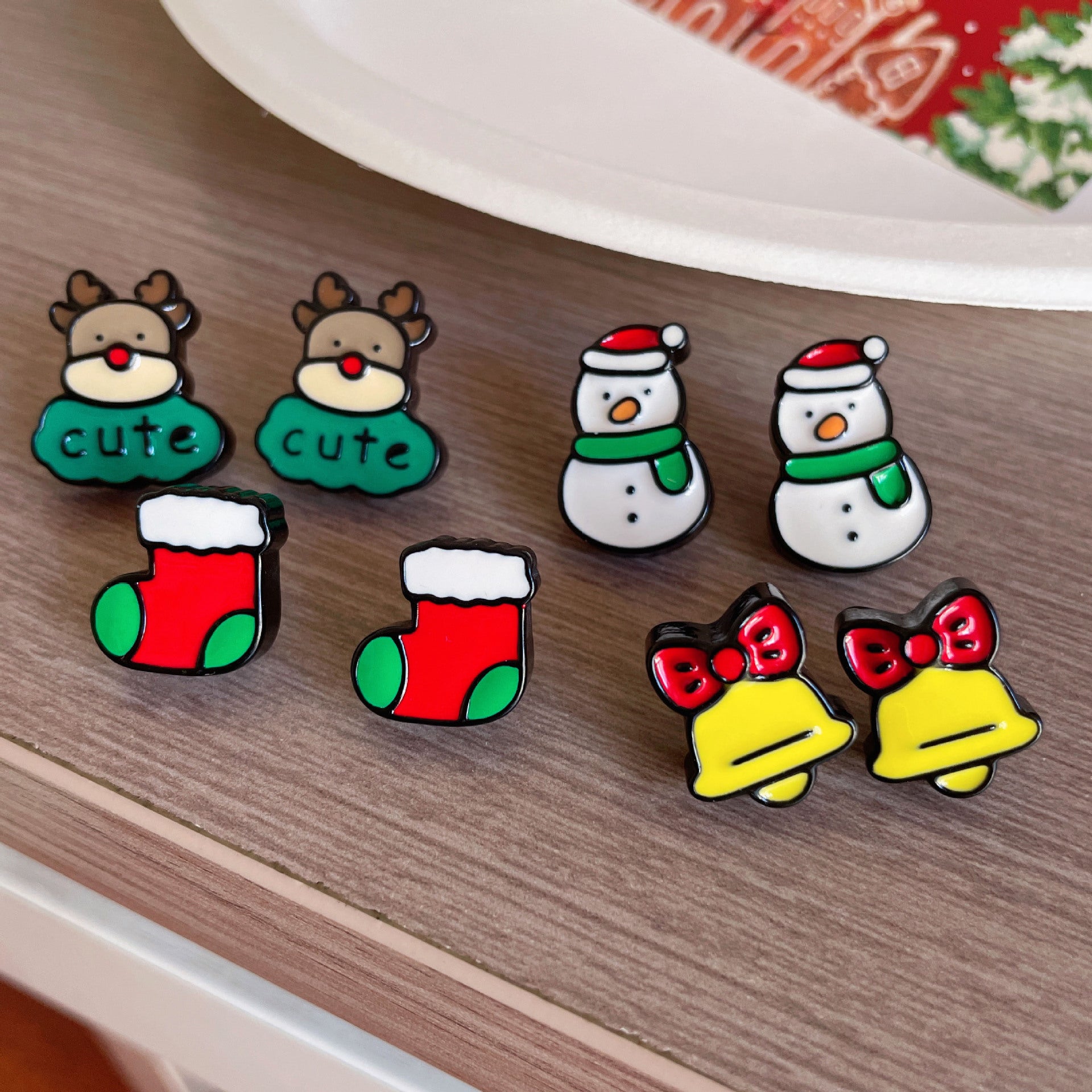 Wholesale Cute Reindeer Gingerbread Man Earrings