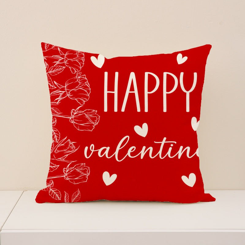 Wholesale  Plaid Printed Love Pillow Valentine' s Day   Bedside Cushion Linen
