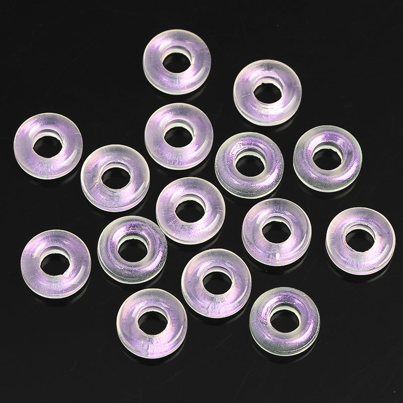 Wholesale 50pcs 10mm Glass Colorful Circle Large Hole Beads Glass Beads Spacer Beads Spacer