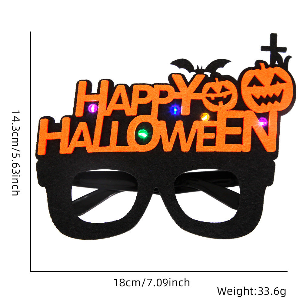 Wholesale Halloween led light up party decoration props glitter glasses frame