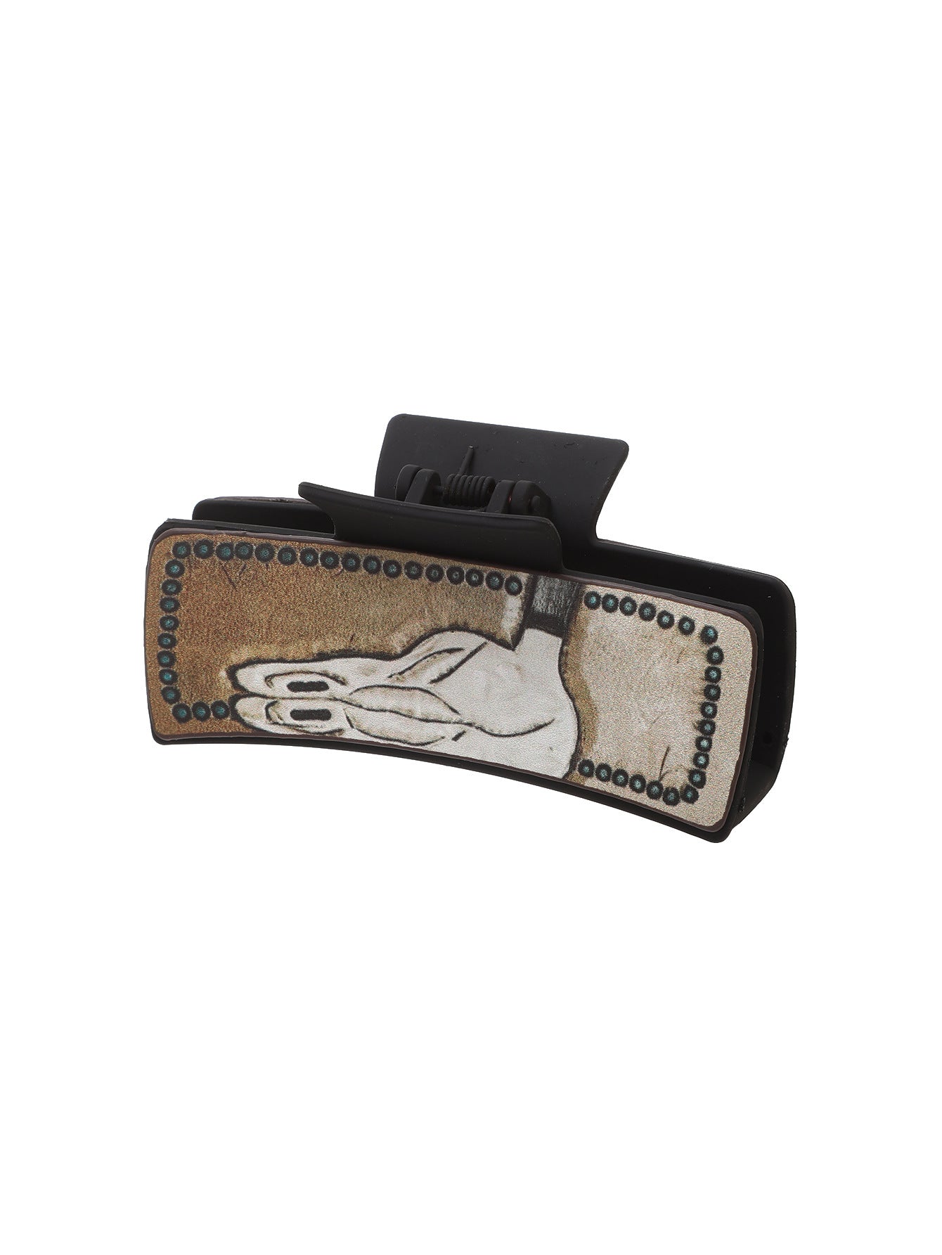 Wholesale Western Style Cow Head Leather Hairpin Shark Clip