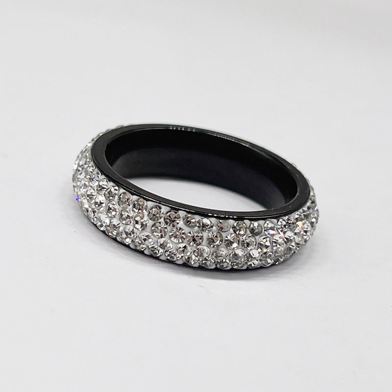 Wholesale five-row full diamond stainless steel rings
