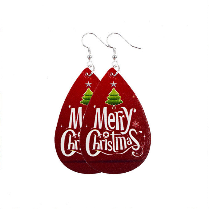 Wholesale Christmas Earrings Christmas Tree Snowflake Elk PU Leather Earrings
