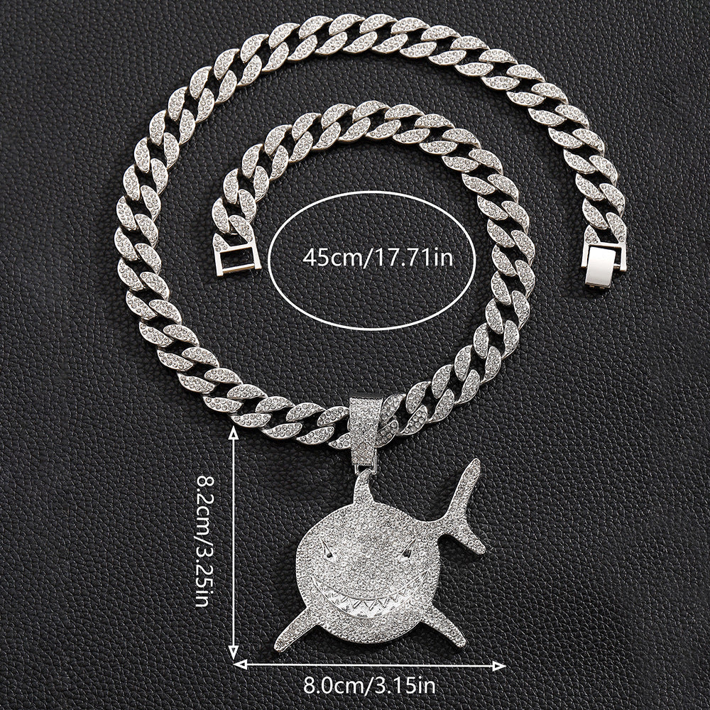 Wholesale Shark Pattern Alloy Pendant Hip Hop Men's Cuban Chain Necklace