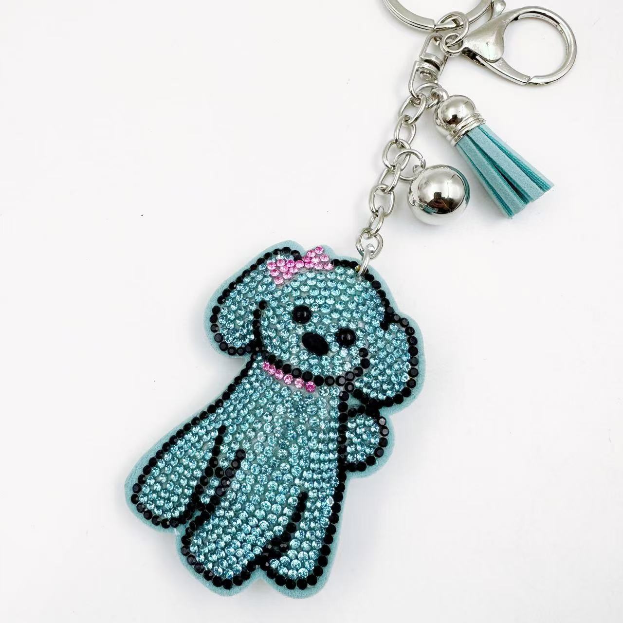Wholesale Rhinestone Dog Keychain Cute Cartoon Design Bag Charm Wedding Favor Car Key Accessory