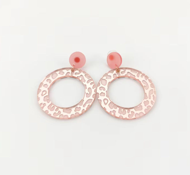 Wholesale Solid color round leopard print acrylic geometric earrings