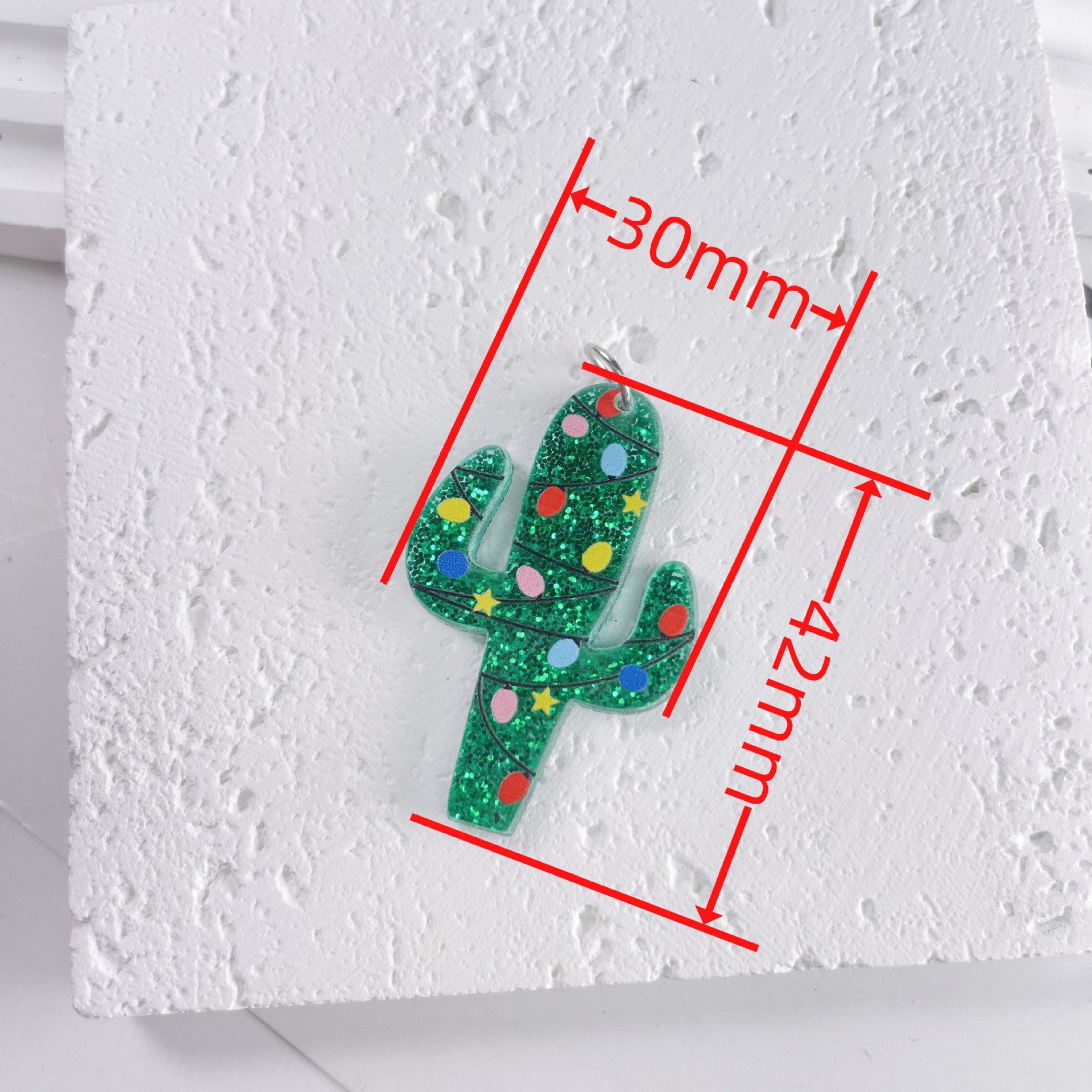 Wholesale New Acrylic Christmas Tree Cactus Snowflake DIY Earrings Pendant